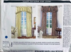 1386 VOGUE WINDOW TREATMENT SWAGS,  SHAPED VALANCES, CURTAIN PATTERN